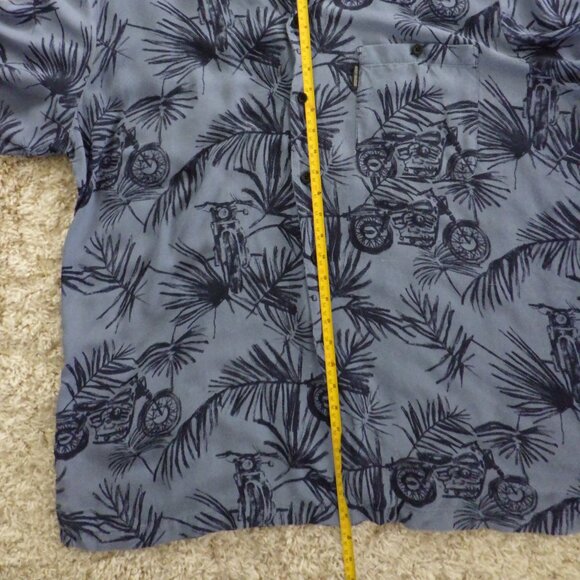 Harley Davidson Mens Short Sleeve Shirt Blue 2XLarge Tropical Motorcycle Print - Picture 11 of 11